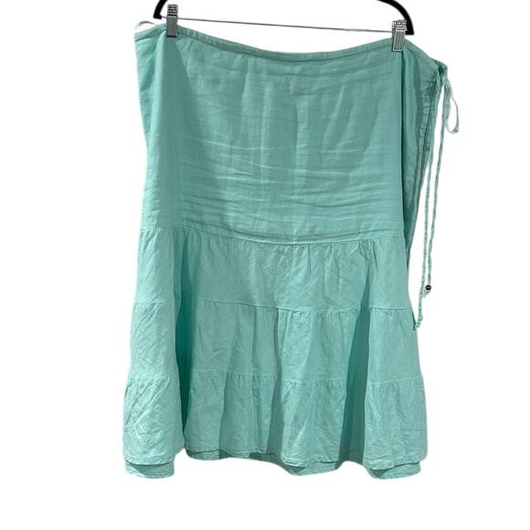 Gap Tiered Aqua Linen Skirt Drawstring and Zipper Waist Size 20 EUC - Picture 1 of 4